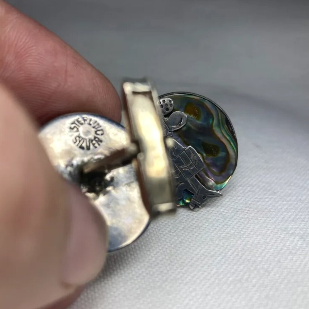 Abalone Shell Cufflinks, In Solid Sterling Silver… - image 3